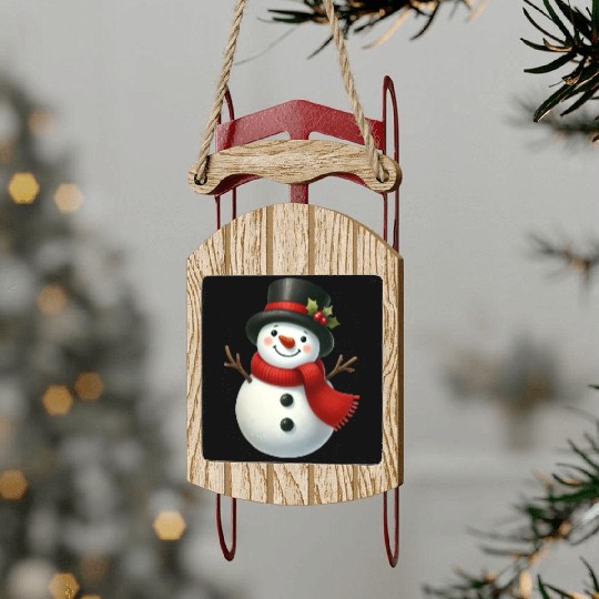 Snowman Christmas, Cute Christmas, Christmas Sled Ornaments