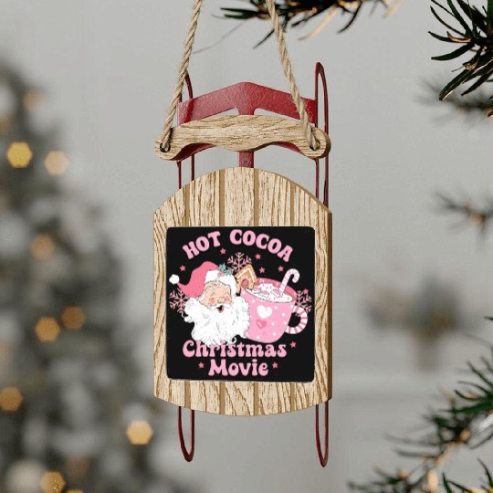 HOT COCOA CHRISTMAS MOVIE Sled Ornaments