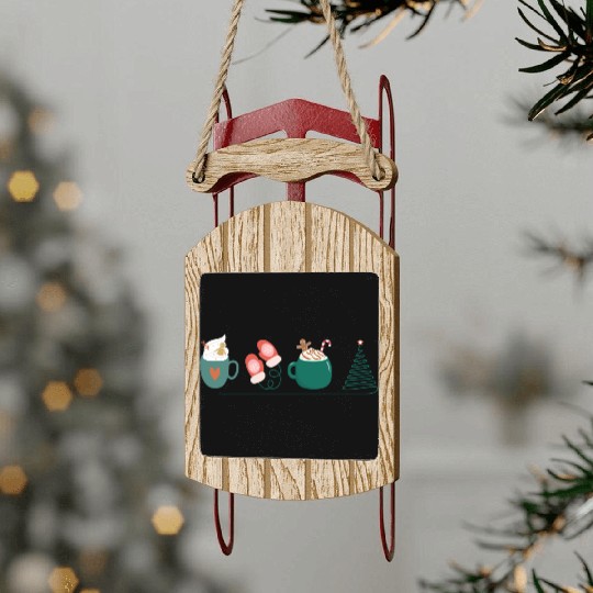 Christmas - Hot winter beverages Sled Ornaments