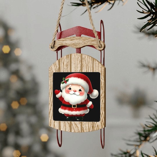 Santa Christmas, Christmas Retro Sled Ornaments