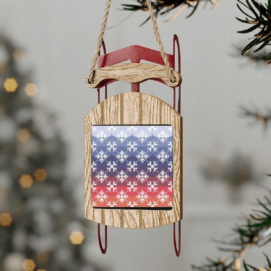 Winter Geometric Harmony Pattern 2 Sled Ornaments
