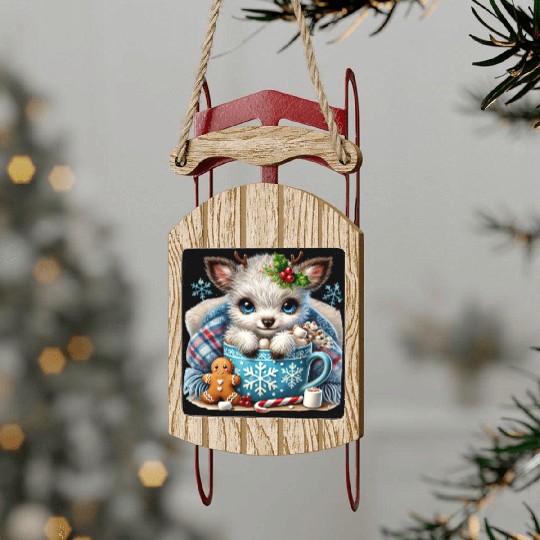 Christmas Retro, Merry Christmas Sled Ornaments