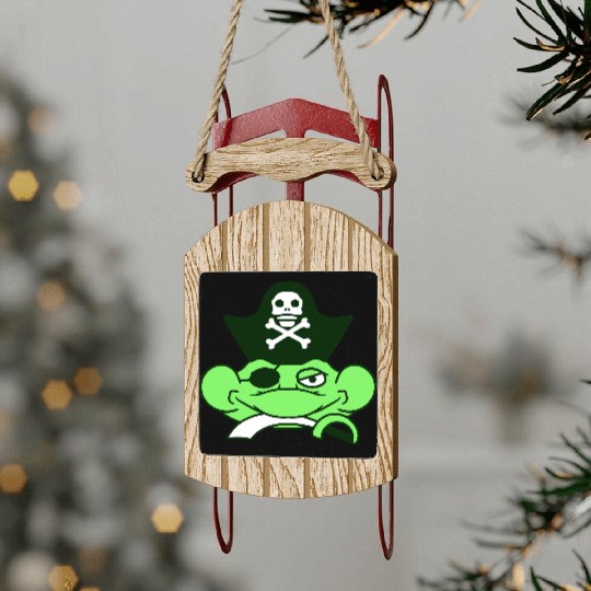 Frog Captain Hat Toad Funny Cool Comic Cartoon Fun Sled Ornaments
