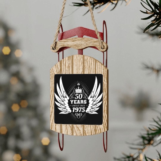 50th Birthday Unique Angel Crown Wings Sled Ornaments