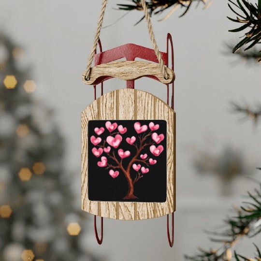 Heart Tree, Valentines Day Sled Ornaments