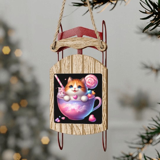 Valentine Day, Valentine Retro Sled Ornaments