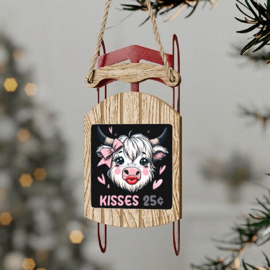 Valentine Retro, Happy Valentines Day Sled Ornaments