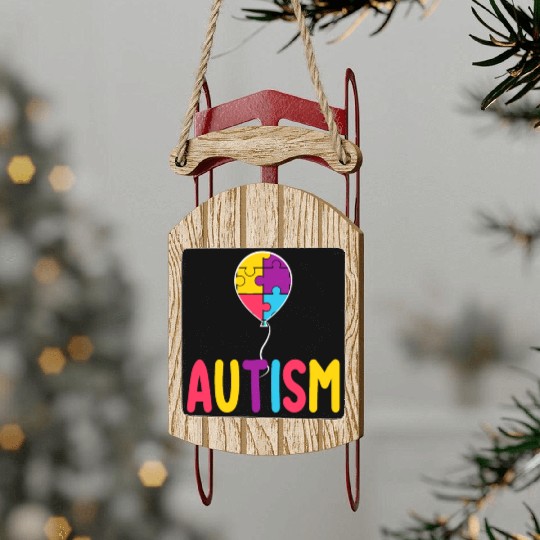 Autism Awareness Balloon - Spread Love and Support Sled Ornaments