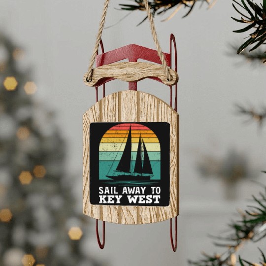 Florida SAIL AWAY TO KEY-WEST Florida Keys Sled Ornaments