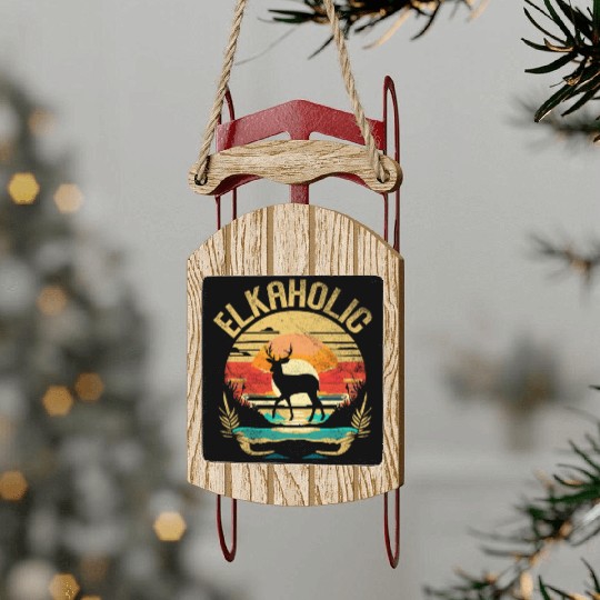 Elk Hunting Elkaholic Hunters Sled Ornaments