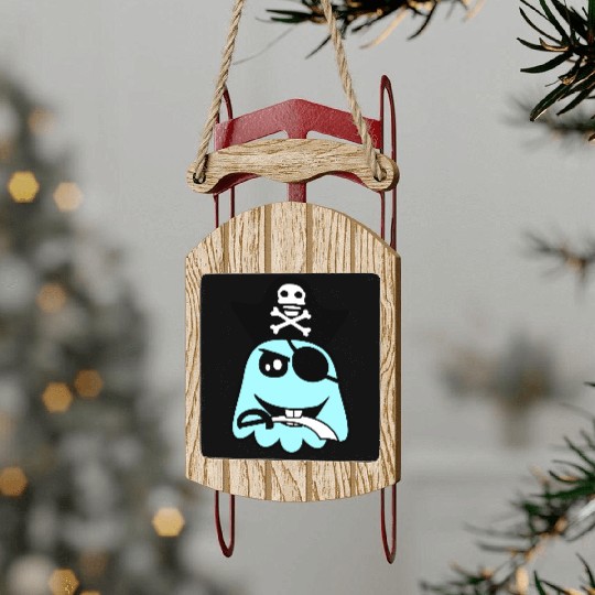 Funny Pirate Ghost Evil Cool Captain Halloween Fun Sled Ornaments