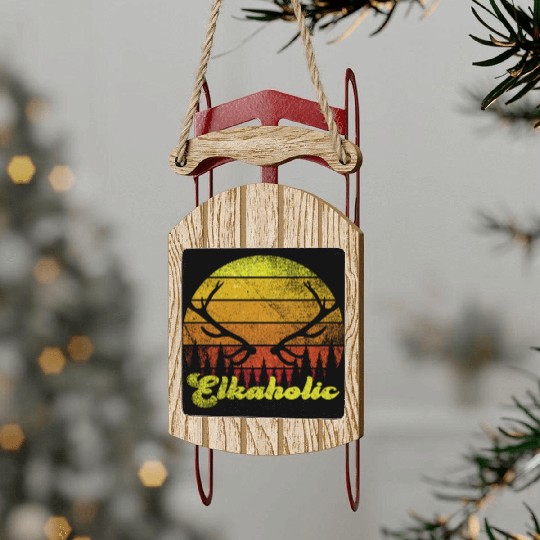 Elk Hunting Elkaholic Hunters Sled Ornaments