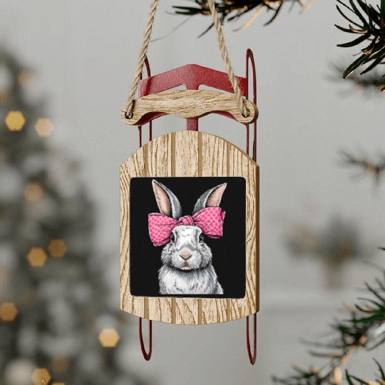 Happy Easter Bunny, Easter Day Sled Ornaments