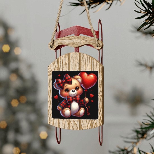 Valentines Retro, Valentine Day Sled Ornaments