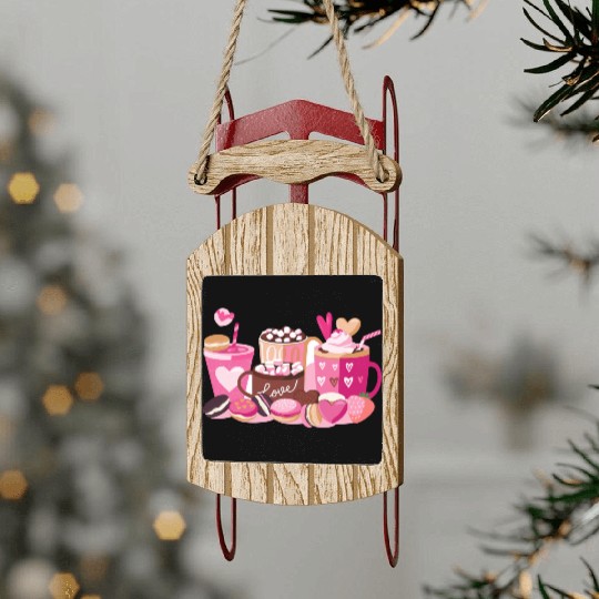 Coffee Valentine Sled Ornaments