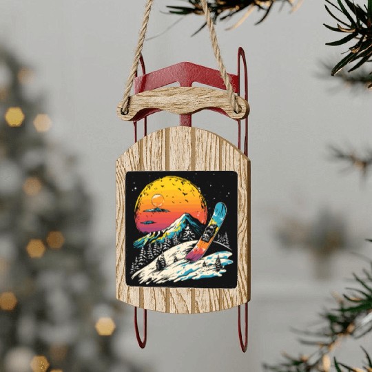 Snowboarding Portrait Sled Ornaments