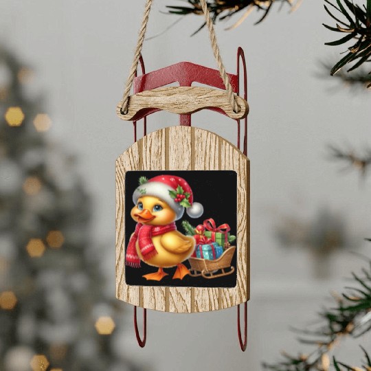 Christmas Duck Sled Ornaments