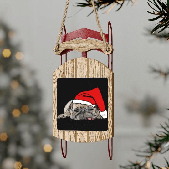 Mops pug christmas Sled Ornaments