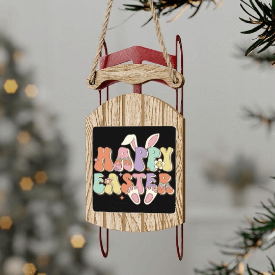 Happy Easter Bunny, Easter Day Sled Ornaments