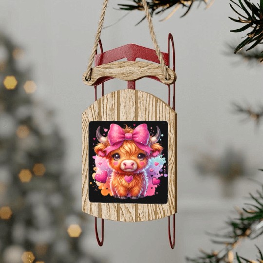 Valentines Retro, Happy Valentine Day Sled Ornaments