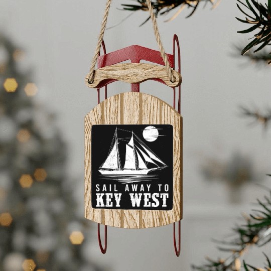 Florida SAIL AWAY TO KEY-WEST Florida Keys Sled Ornaments