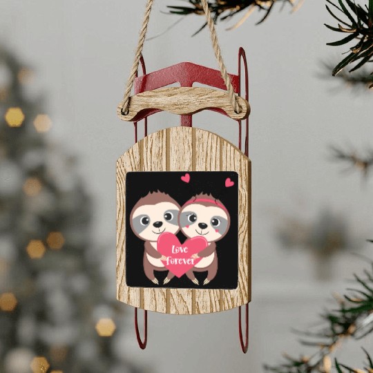 Valentines day Heart Coquette Bow Sled Ornaments