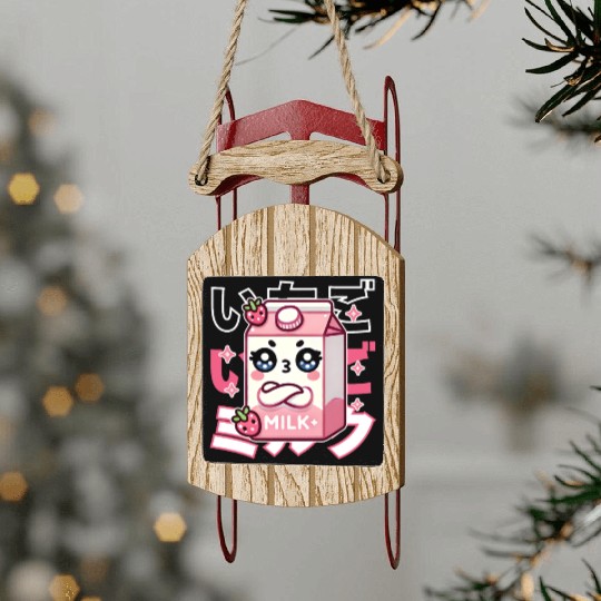 Touchy Strawberry Milk Hug Sled Ornaments