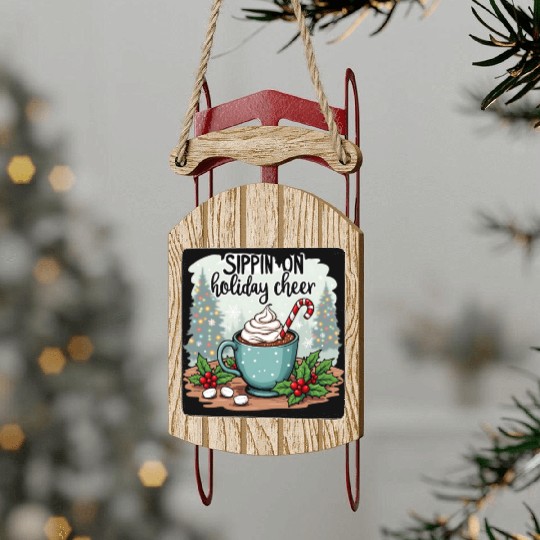 Sippin' On Holiday Cheer Hot Cocoa Sled Ornaments