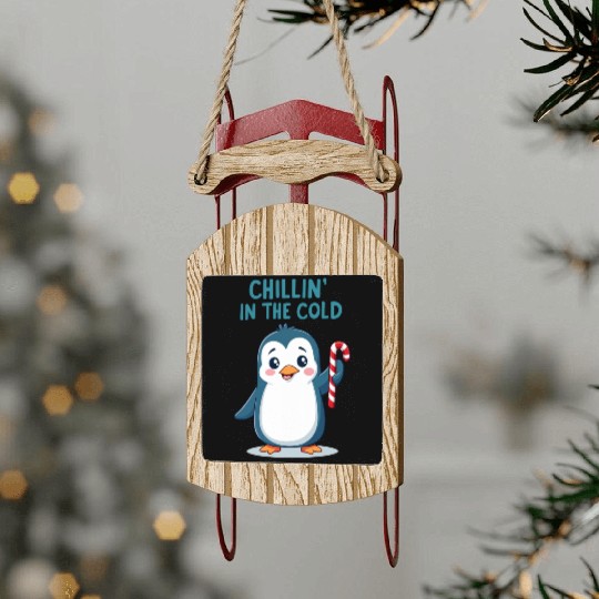 Chillin' Penguin Winter Fun Sled Ornaments
