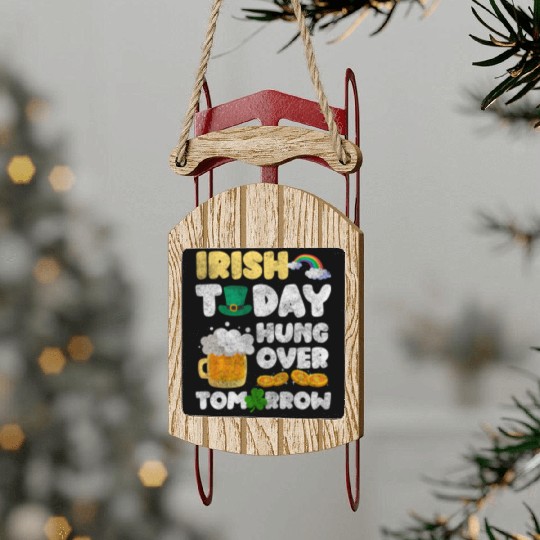Irish Vacation Ready Tourism Alcohol Sled Ornaments