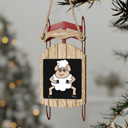 Sheep Tired Bored Look Standing Cute Cool Cartoon Sled Ornaments