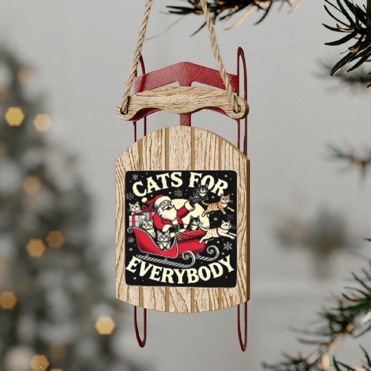 Christmas Cat Santa Cat Lover Christmas Cats Sled Ornaments