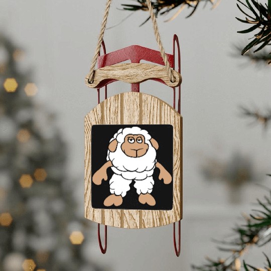 Sheep Standing Cool Bored Tired Cartoon Comic Cute Sled Ornaments