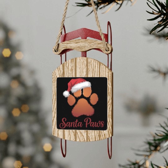 Santa Paws Christmas Sled Ornaments, Cute Pet Lovers Holid
