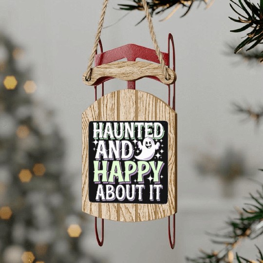 Paranormal Comedy Funny Ghost Humor Lighthearted Sled Ornaments