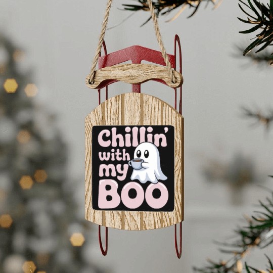 Paranormal Comedy Funny Ghost Humor Lighthearted Sled Ornaments