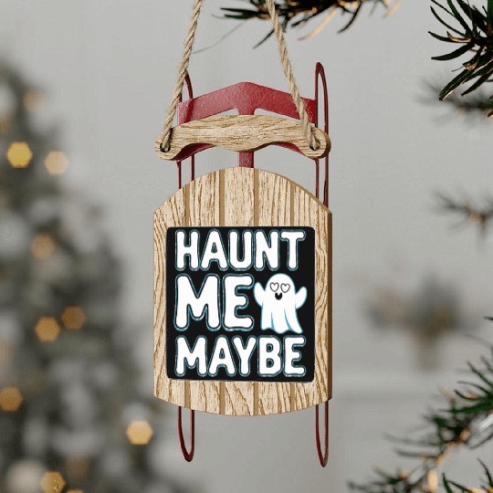 Paranormal Comedy Funny Ghost Humor Lighthearted Sled Ornaments