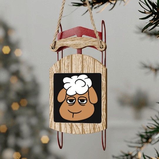 Sheep Tired Bored Empty Look Head Face Unhappy Sad Sled Ornaments