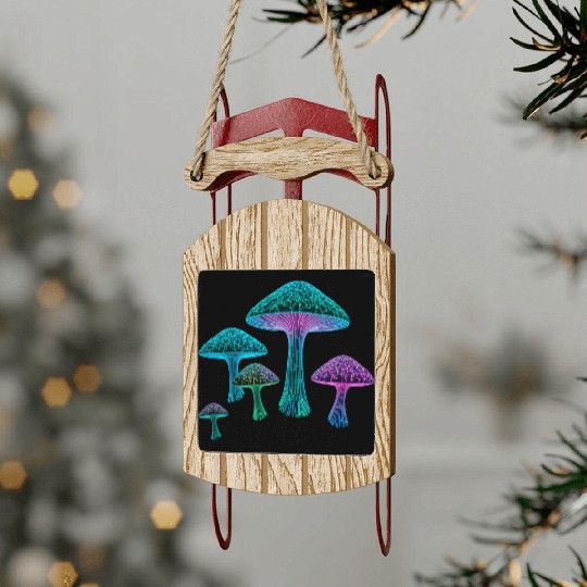 Psychedelic Neon Fungi Glow Sled Ornaments