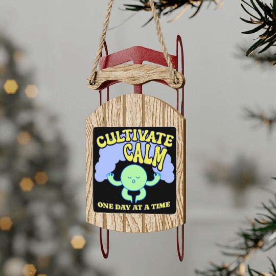Cultivating Calm One Day At A Time Peaceful Sled Ornaments