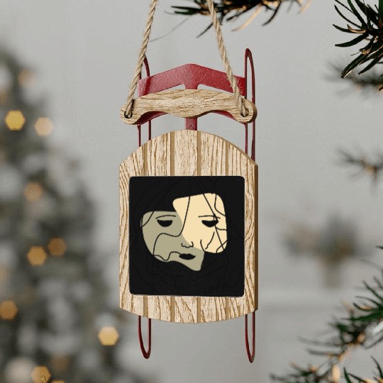 Minimalist Lonely Muted Face Sled Ornaments