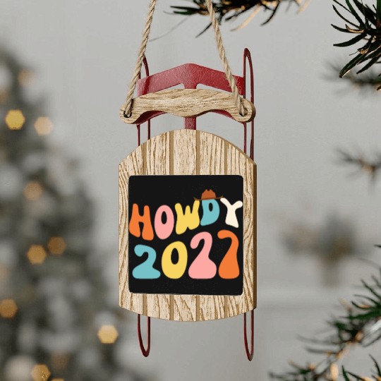 Howdy 2027 funny 2027 NYE Groovy Sled Ornaments