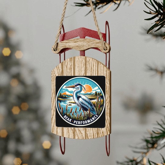 Great Blue Heron Beak Performance Retro Sled Ornaments