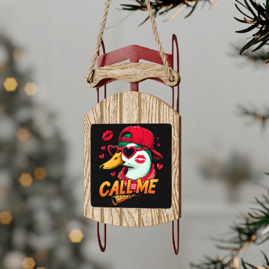 Call Me Duck Valentines Duck Hunting Lover Sled Ornaments