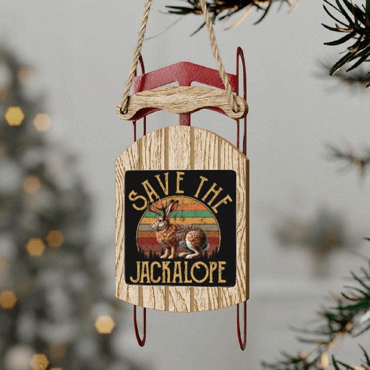 Save The Jackalope, Vintage Retro Camping Lover Ja Sled Ornaments