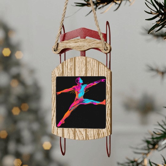 Male Ballet Dancer Synthwave Sled Ornaments