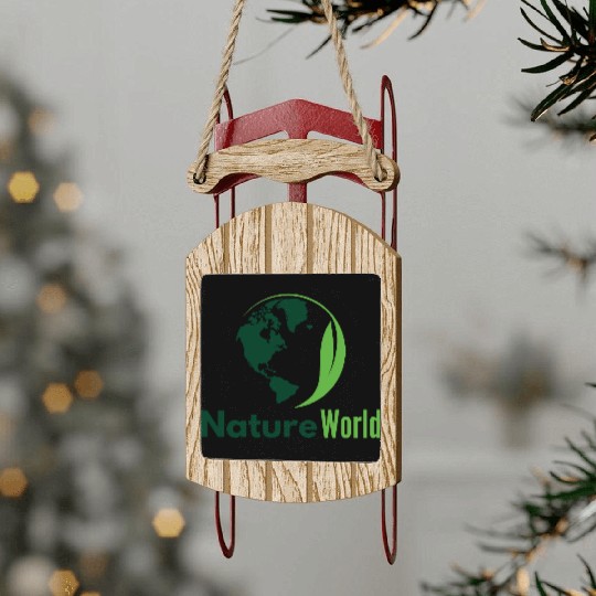 Green Minimalist Nature World Sled Ornaments