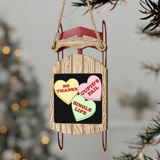 Valentines Candy Hearts Sled Ornaments