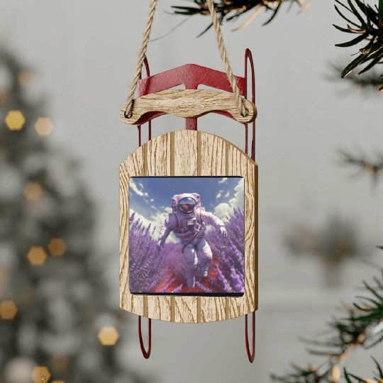 post nuclear lavender farmer Sled Ornaments