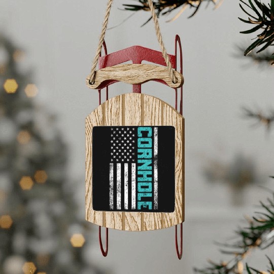 Cornhole Usa Flag Sled Ornaments